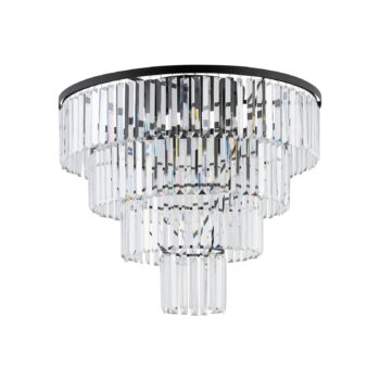Stropné svietidlo Cristal, transparentné/čierne, Ø 71 cm