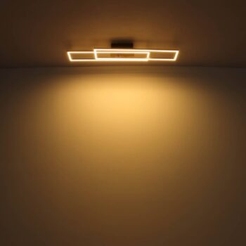 Stropné svietidlo Dakari LED, dĺžka 80 cm, čierna/tmavé drevo