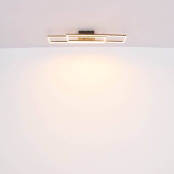 Stropné svietidlo Dakari LED, dĺžka 80 cm, čierna/tmavé drevo