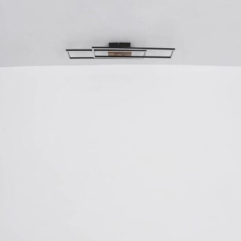 Stropné svietidlo Dakari LED, dĺžka 80 cm, čierna/tmavé drevo