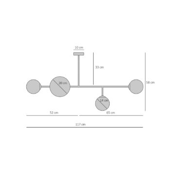 Stropné svietidlo Dione, 4-plameňové, zlaté