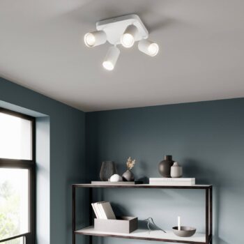 Stropné svietidlo Eye bodové svetlá 4-plameňové štvorcové, biele