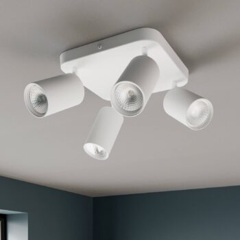 Stropné svietidlo Eye bodové svetlá 4-plameňové štvorcové, biele