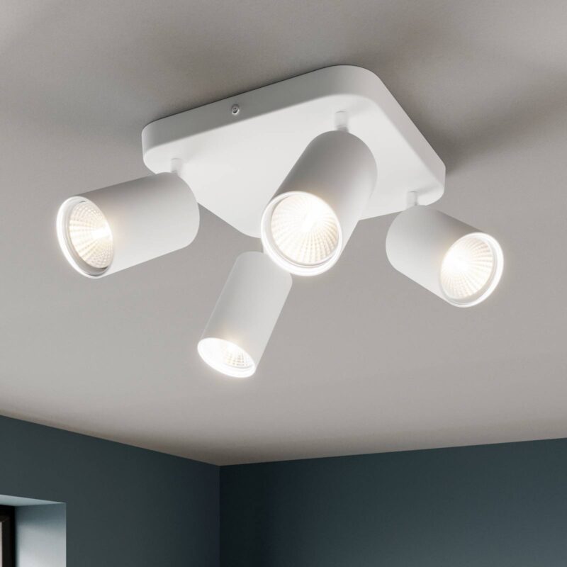 Stropné svietidlo Eye bodové svetlá 4-plameňové štvorcové, biele Stropné svietidlo Eye bodové svetlá 4-plameňové štvorcové, biele