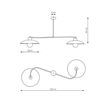 Stropné svietidlo Foster, 2-pl., 100 cm, biela, kov, E27