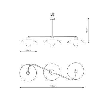 Stropné svietidlo Foster, 3-pl., 113 cm, biela, kov, E27