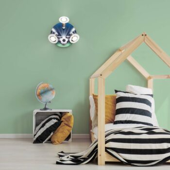 Stropné svietidlo Futbalová aréna, zeleno-modré