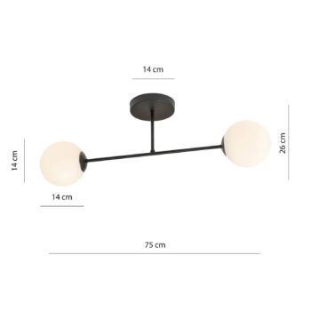 Stropné svietidlo Glassy, 2-plameňové, sklo opálové