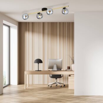 Stropné svietidlo Glassy 4-pl. lineárne čierne/zlaté/šedé