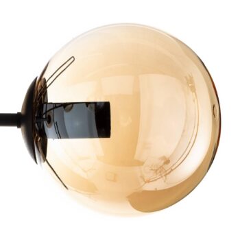 Stropné svietidlo Glassy, čierne, jantárové, sklo, 6-pl., E14