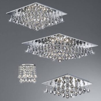 Stropné svietidlo Hanna krištáľové hranoly 44x44cm
