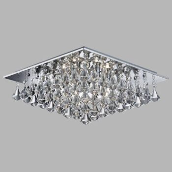 Stropné svietidlo Hanna krištáľové hranoly 44x44cm