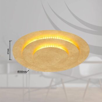 Stropné svietidlo Heda LED, Ø 35 cm, zlatá farba, kov