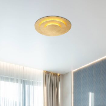 Stropné svietidlo Heda LED, Ø 35 cm, zlatá farba, kov