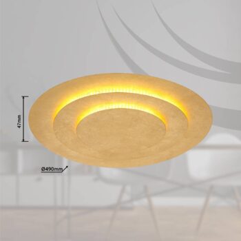 Stropné svietidlo Heda LED, Ø 49 cm, zlatá farba, kov