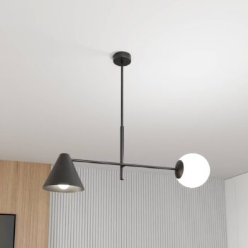 Stropné svietidlo Hermes, 2-pl., čierne, sklo, 70 cm, E14