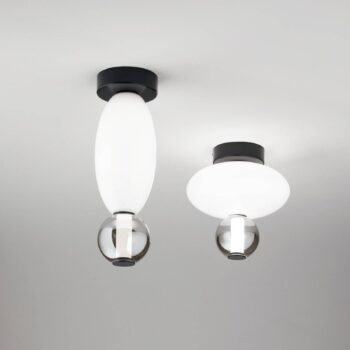 Stropné svietidlo Ideal Lux LED Lumiere-2, opálové/šedé sklo, čierne
