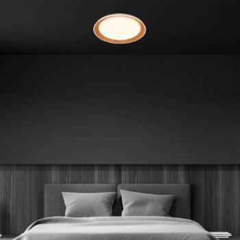 Stropné svietidlo Ijus LED, farba biela/drevo, Ø 43 cm, plast
