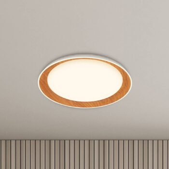 Stropné svietidlo Ijus LED, farba biela/drevo, Ø 43 cm, plast