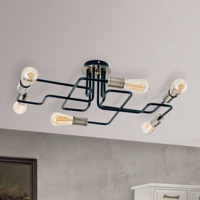 Stropné svietidlo Jailhouse, 6-plameňové Stropné svietidlo Jailhouse, 6-plameňové