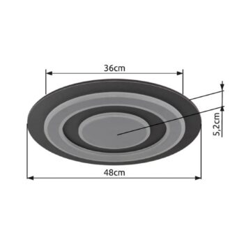 Stropné svietidlo Jayden LED, Ø 48 cm, antracitová/sivá farba, kov