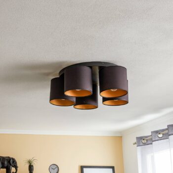 Stropné svietidlo Jovin s piatimi tienidlami na lampu čierne/zlaté