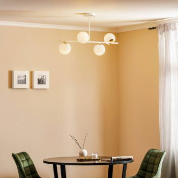 Stropné svietidlo Kiba, biela/zlatá, 4-plameňové