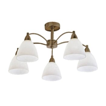 Stropné svietidlo Kinga starožitná mosadz 5-plameň