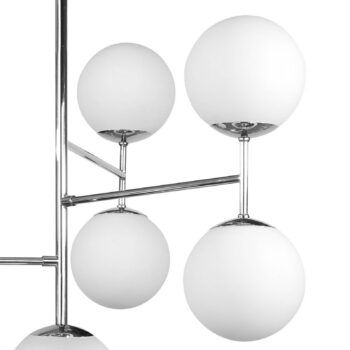 Stropné svietidlo Korek, chróm/biela, sklo, 75 cm, 7-pl., E14