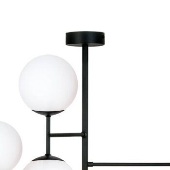 Stropné svietidlo Korek, čierne/biele, sklo, 75 cm, 7-pl., E14