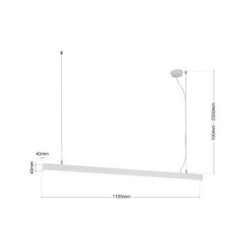 Stropné svietidlo LED Bounce, biele, dĺžka 113 cm, CCT, hliník
