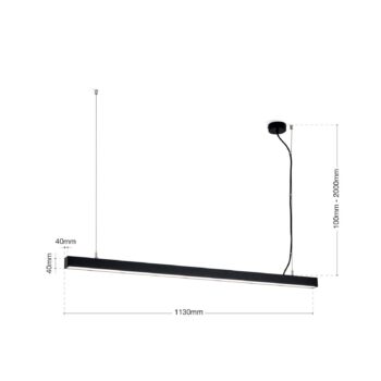 Stropné svietidlo LED Bounce, čierne, dĺžka 113 cm, CCT, hliník