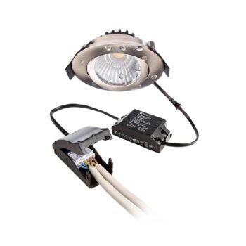 Stropné svietidlo LED Dione, IP44, 2 700 K, nikel, stmievanie