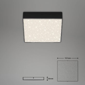 Stropné svietidlo LED Flame Star, 15,7 x 15,7 cm čierne