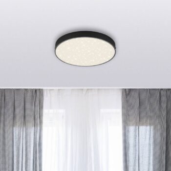 Stropné svietidlo LED Flame Star, Ø 21,2 cm, čierne