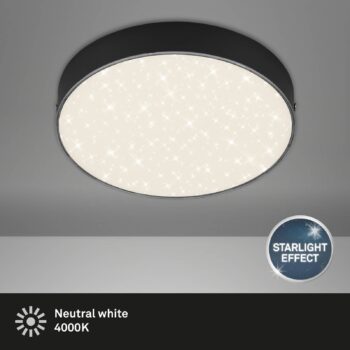 Stropné svietidlo LED Flame Star, Ø 21,2 cm, čierne