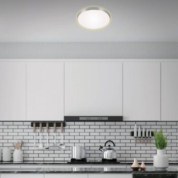 Stropné svietidlo LED Flet, biela/chróm, Ø 28,5 cm, 3 000 K