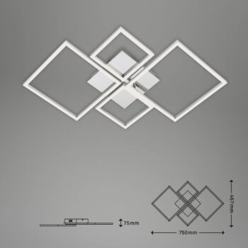 Stropné svietidlo LED Frame, CCT, 4 svetlá, hliník