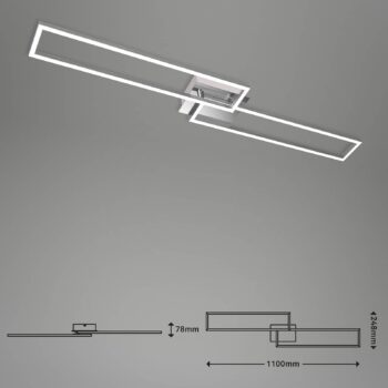 Stropné svietidlo LED Frame, diaľkové ovládanie, chróm
