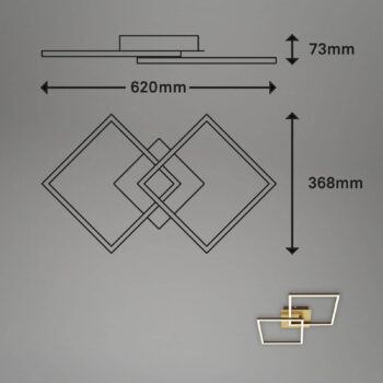 Stropné svietidlo LED Frame, zlaté, stmievateľné, 2 svetlá