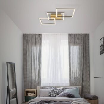 Stropné svietidlo LED Frame, zlaté, stmievateľné, 3 svetlá