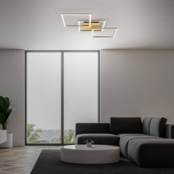 Stropné svietidlo LED Frame, zlaté, stmievateľné, 3 svetlá