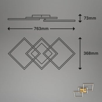 Stropné svietidlo LED Frame, zlaté, stmievateľné, 3 svetlá