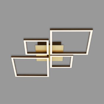 Stropné svietidlo LED Frame, zlaté, stmievateľné, 4 svetlá