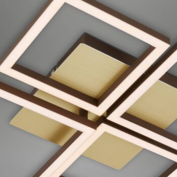 Stropné svietidlo LED Frame, zlaté, stmievateľné, 4 svetlá