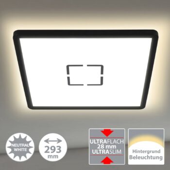 Stropné svietidlo LED Free, 29 x 29 cm, čierne