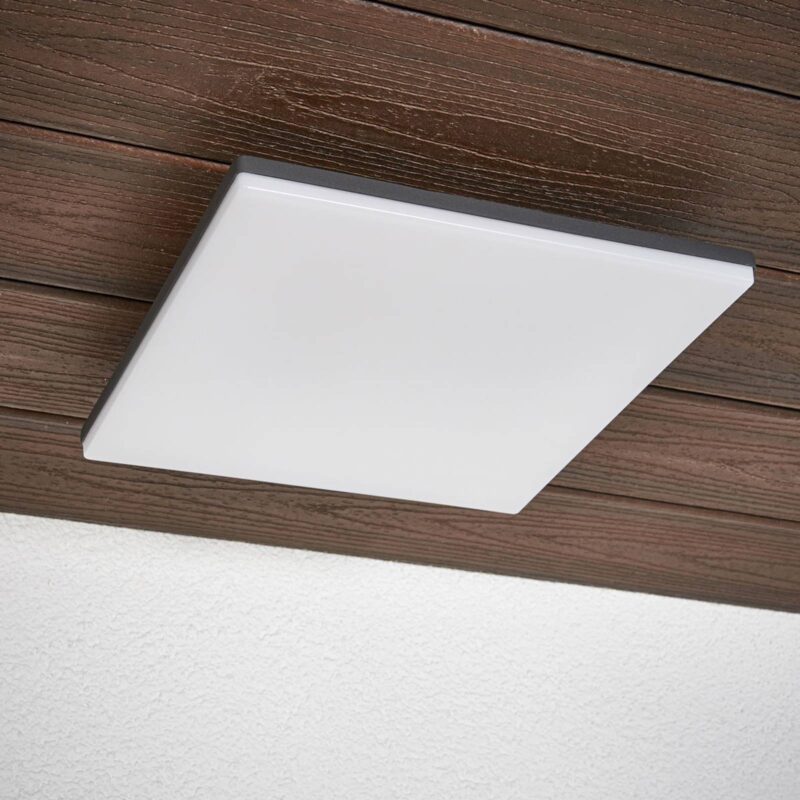 Stropné svietidlo LED Henni, IP65, senzor, 30x30 cm, antracit Stropné svietidlo LED Henni, IP65, senzor, 30x30 cm, antracit