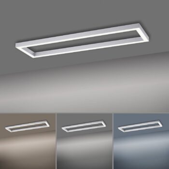 Stropné svietidlo LED PURE Lines, 110 x 30 cm, strieborné, CCT, diaľkové