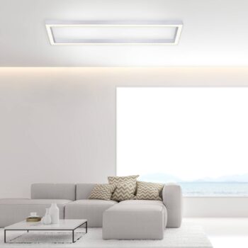 Stropné svietidlo LED PURE Lines, 110 x 30 cm, strieborné, CCT, diaľkové