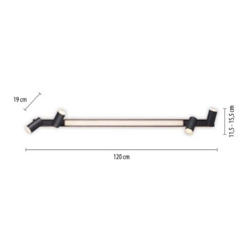 Stropné svietidlo LED PURE Lines, 120 cm, čierne, drevo, diaľkové ovládanie